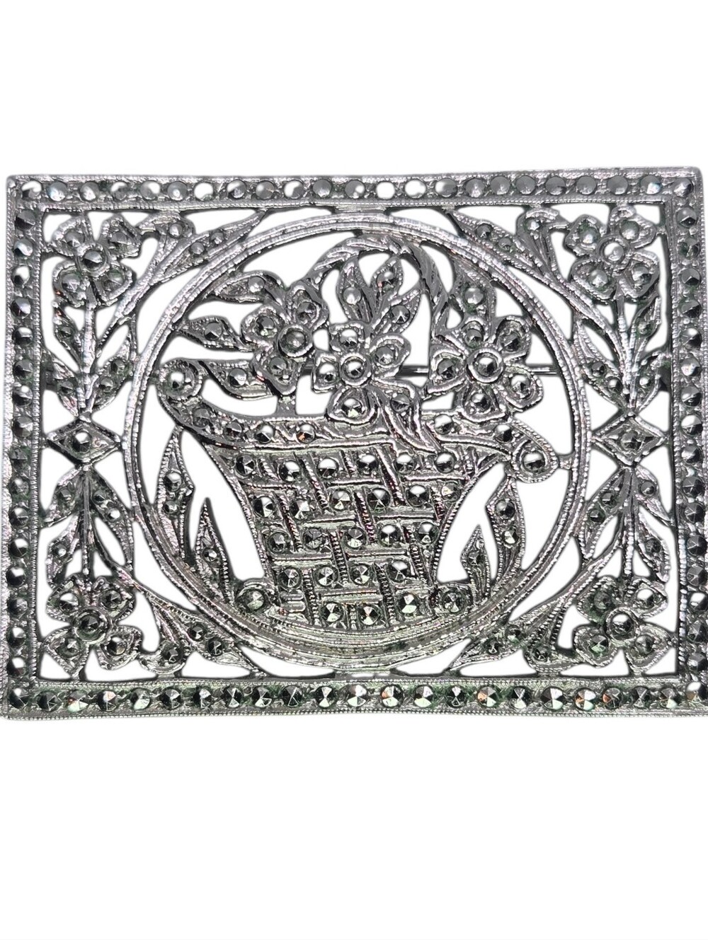 Sterl8ng Silver Floral Filigree Brooch Pin - Women's Accessory 17gm